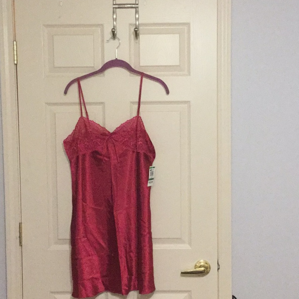 Red slip with lace top